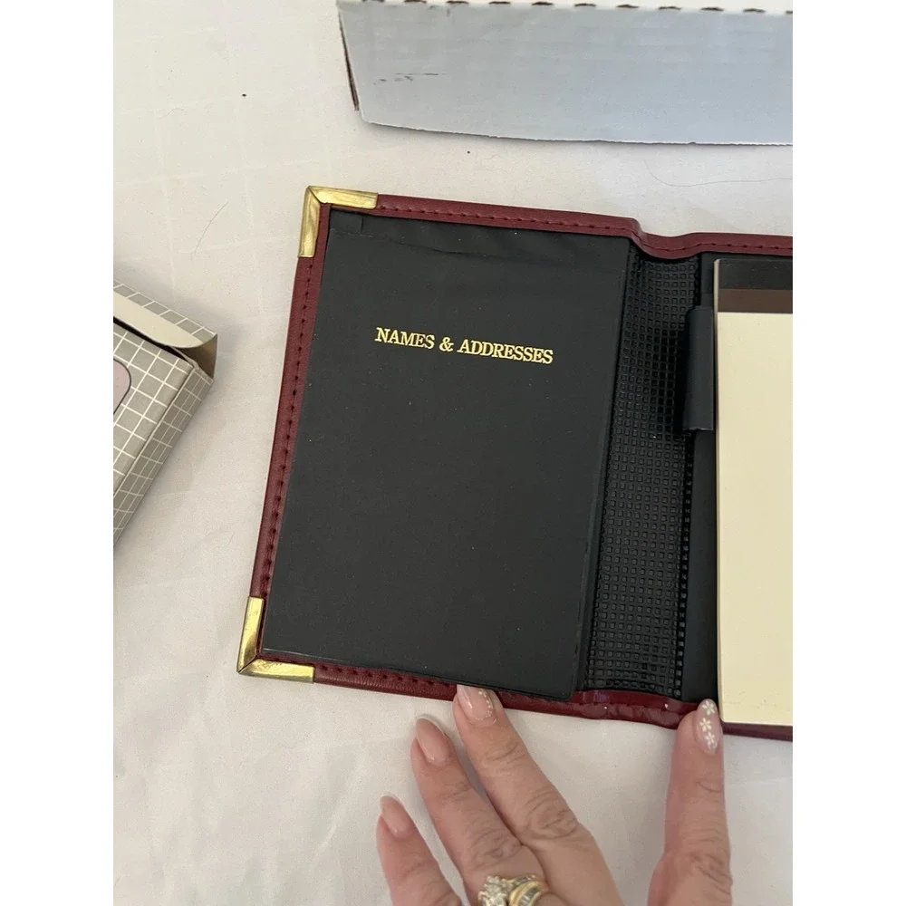 Vintage NOS Prop Notepad Holder W/address Book Burgundy 